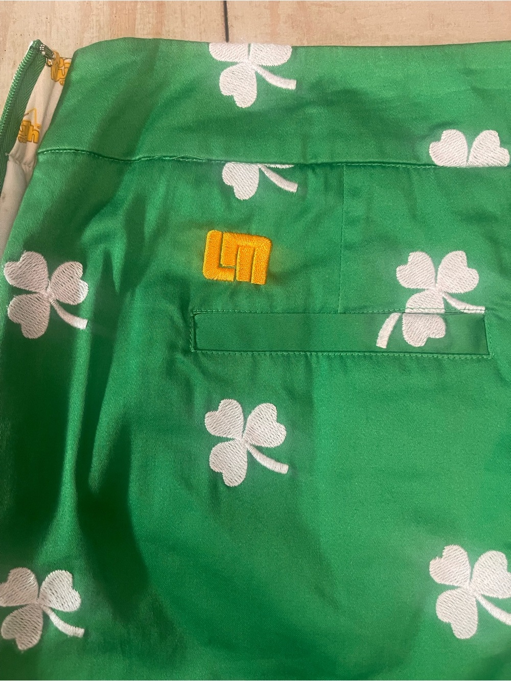 Loudmouth Green Mini Skirt with White Clover Print - Picture 5 of 5